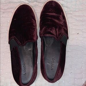 Vince velvet maroon sneakers